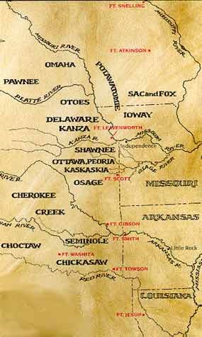 Map of forts of Permanent Indian Frontier