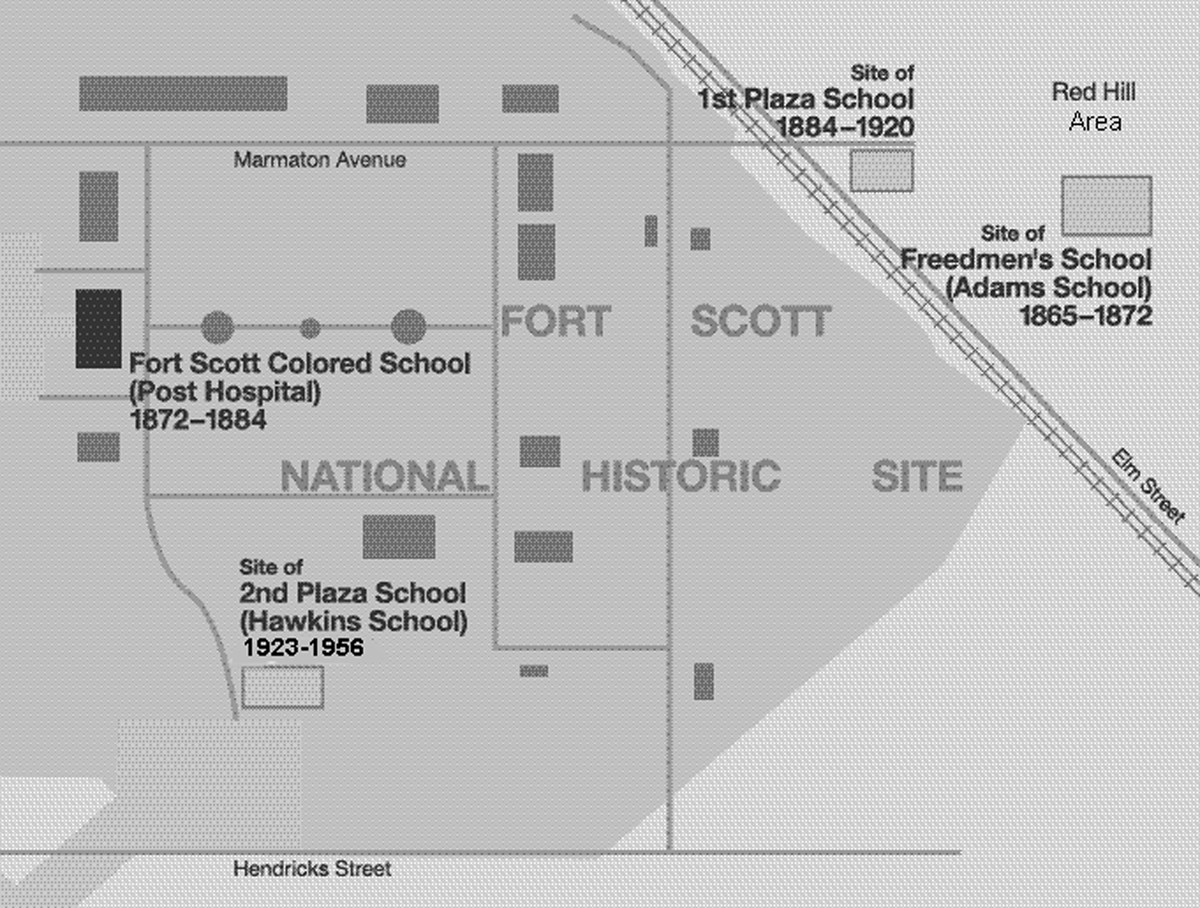 Map showing locations of African American Schools