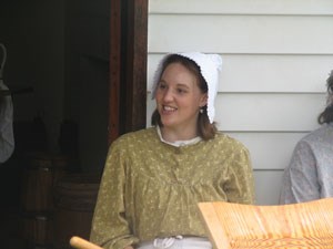 woman with calico dress