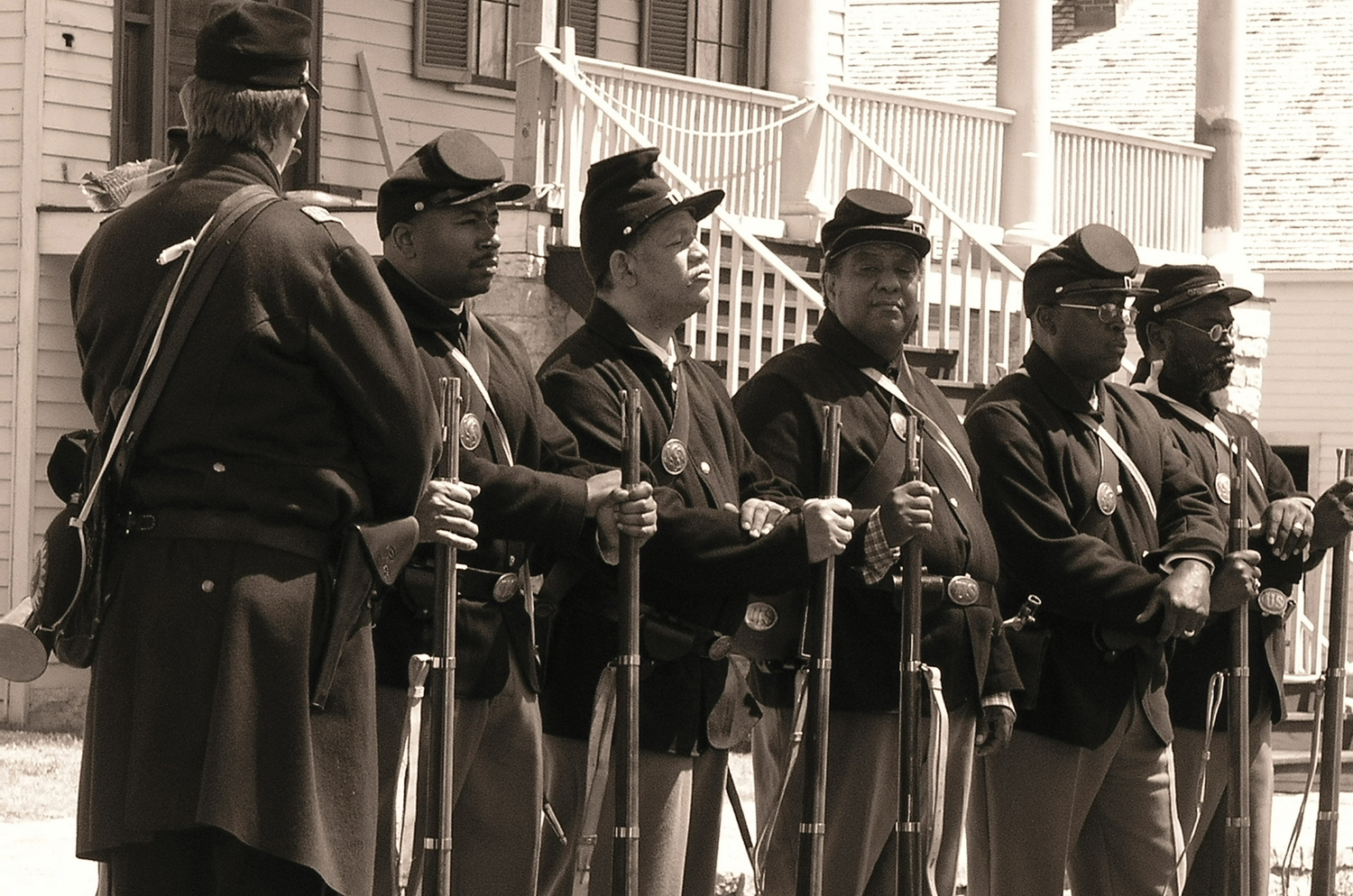 African American reenactors at Fort Scott