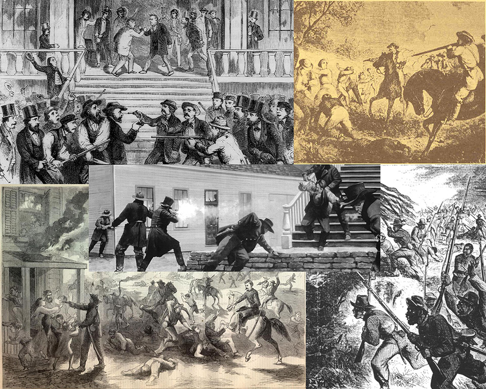 Murder and Mayhem at the Fort A collage of drawings depicting some of the violent events associated with the fort.