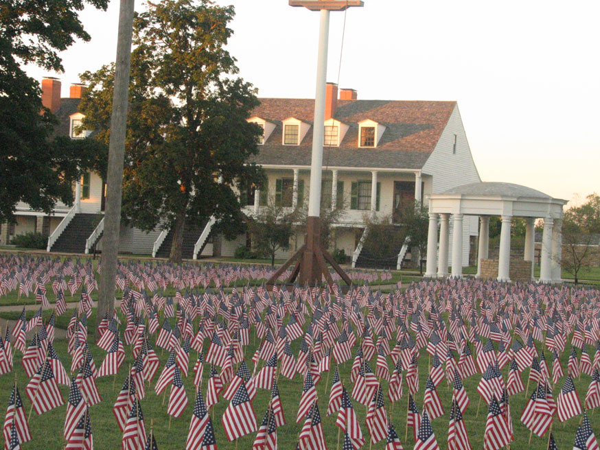 Flags on Parade ground at sunset