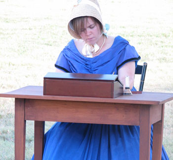 reenactor portraying Charlotte-Swords reenactor portraying Charlotte-Swords