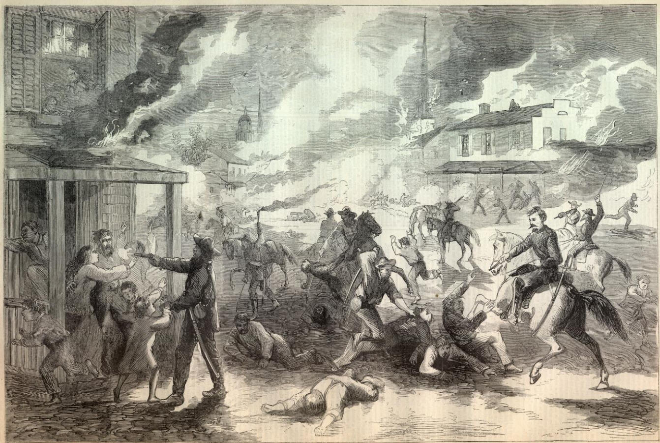 Men burning a town, the raid on Lawrence Kansas Men burning a town, the raid on Lawrence Kansas