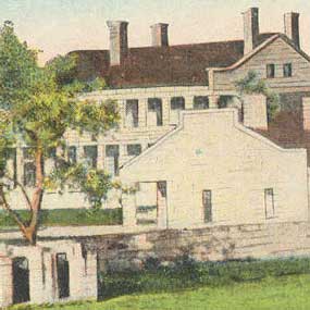 detail from a vintage postcard of some of the brick buildings of the garrison at Fort Smith detail from a vintage postcard of some of the brick buildings of the garrison at Fort Smith