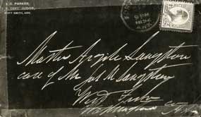 photostat copy of handwritten envelope from Parker to Master Langston photostat copy of handwritten envelope from Parker to Master Langston