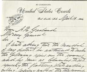 letter written in Parker's handwriting on court letterhead