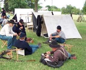 breakfast in camp during a Civil War living history event