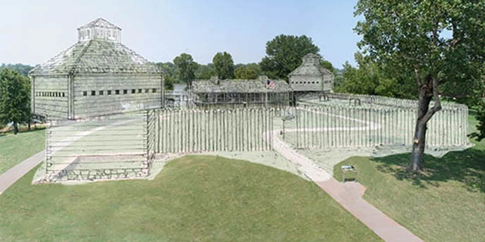 Artist drawing of First Fort Smith