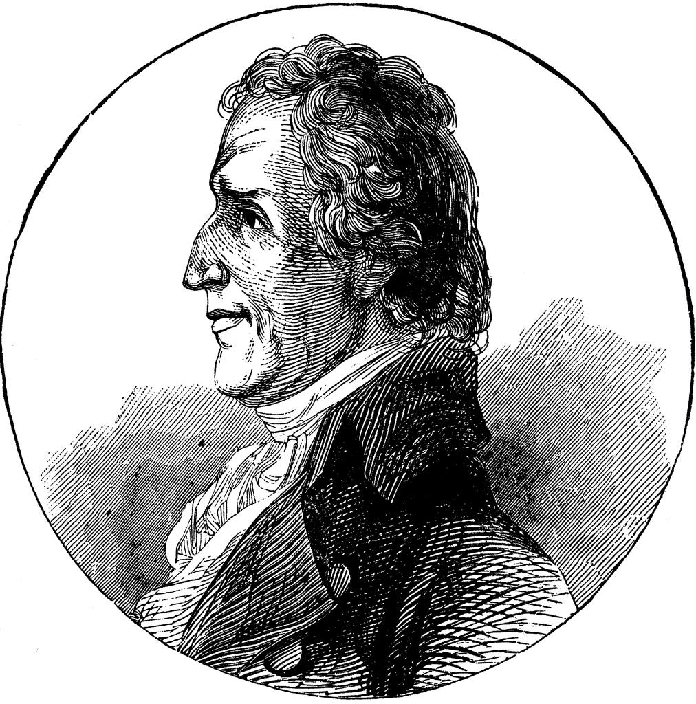An image of an old man with curly hair in profile.