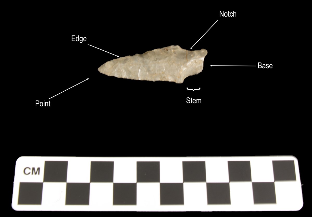 Archaic Lamoka Projectile Point Labelled Parts