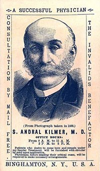 Portrait advertisement of S. Andral Kilmer, M.D. that offers free consultations by mail and touts Dr. Kilmer as a "successful physician."