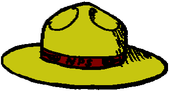 a drawing of a tan felt national park ranger hat. it has a dark brown leather strap on it a drawing of a tan felt national park ranger hat. it has a dark brown leather strap on it