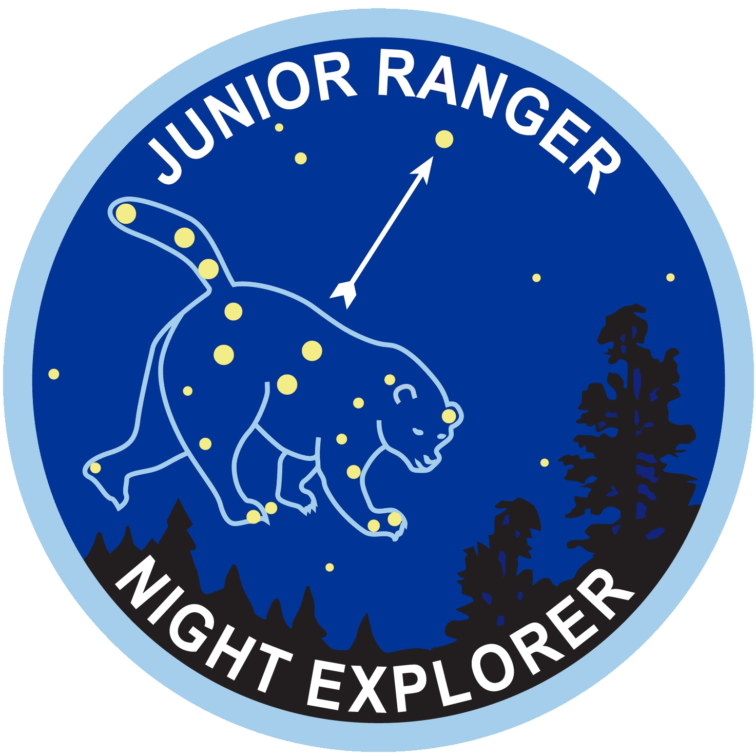 a blue circle with the outline of the ursa major constellation