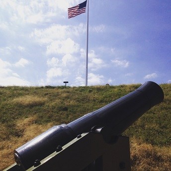 Cannon and U.S. Flag at Fort Sumter