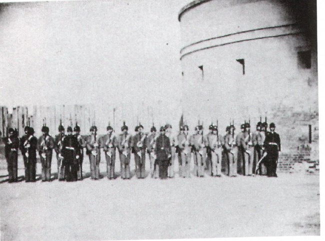 Charleston Zouave Cadets drilling at Castle Pinckney