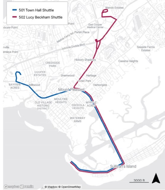 Carolina Day Shuttle Route Map