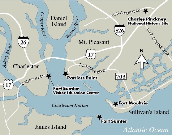 Map of the Charleston area