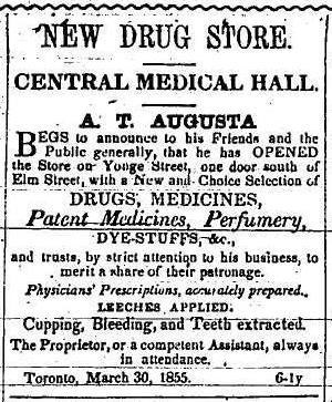 Newspaper Ad for Augusta's Apothecary 1855