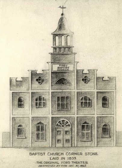 Drawing of the 19th Century First Baptist Church