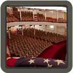 american flag and theatre seats