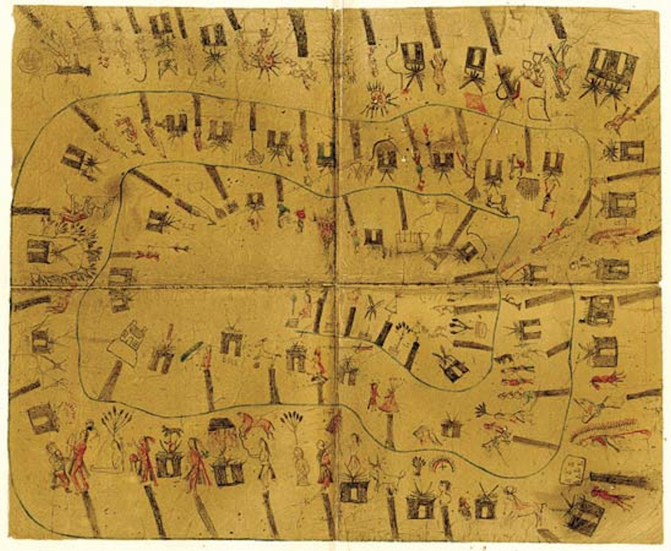 Images painted on buffalo skin