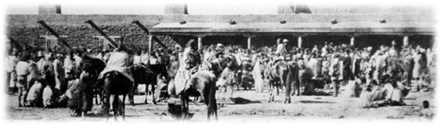 Group of Navajo in front of a building