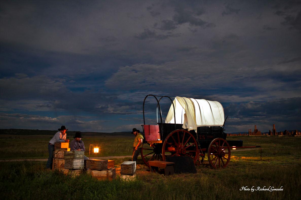 Volunteers by wagon