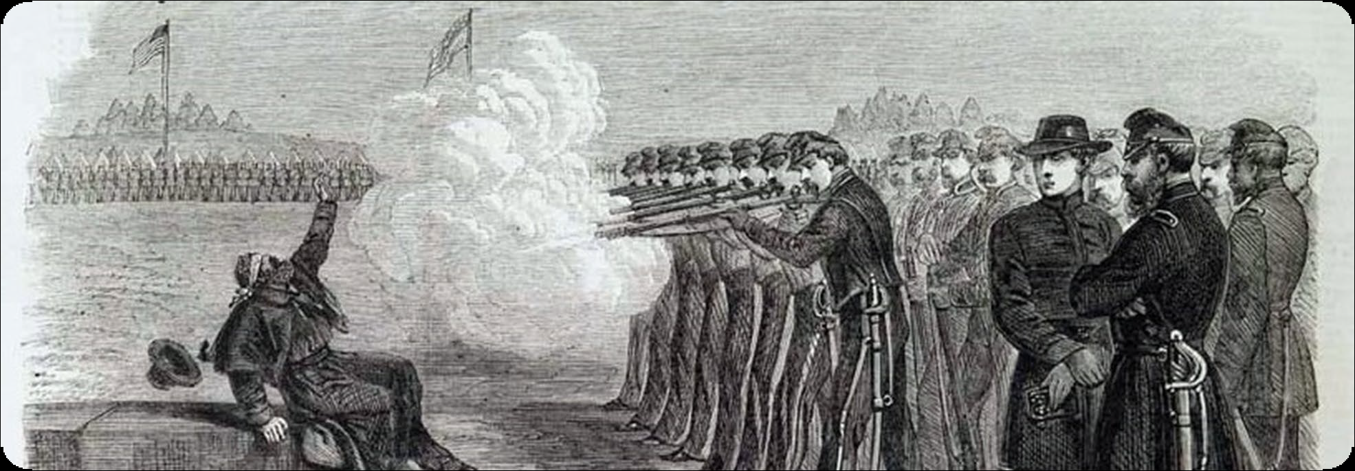 firing squad drawing of group of soldiers executing another soldier by firing squad