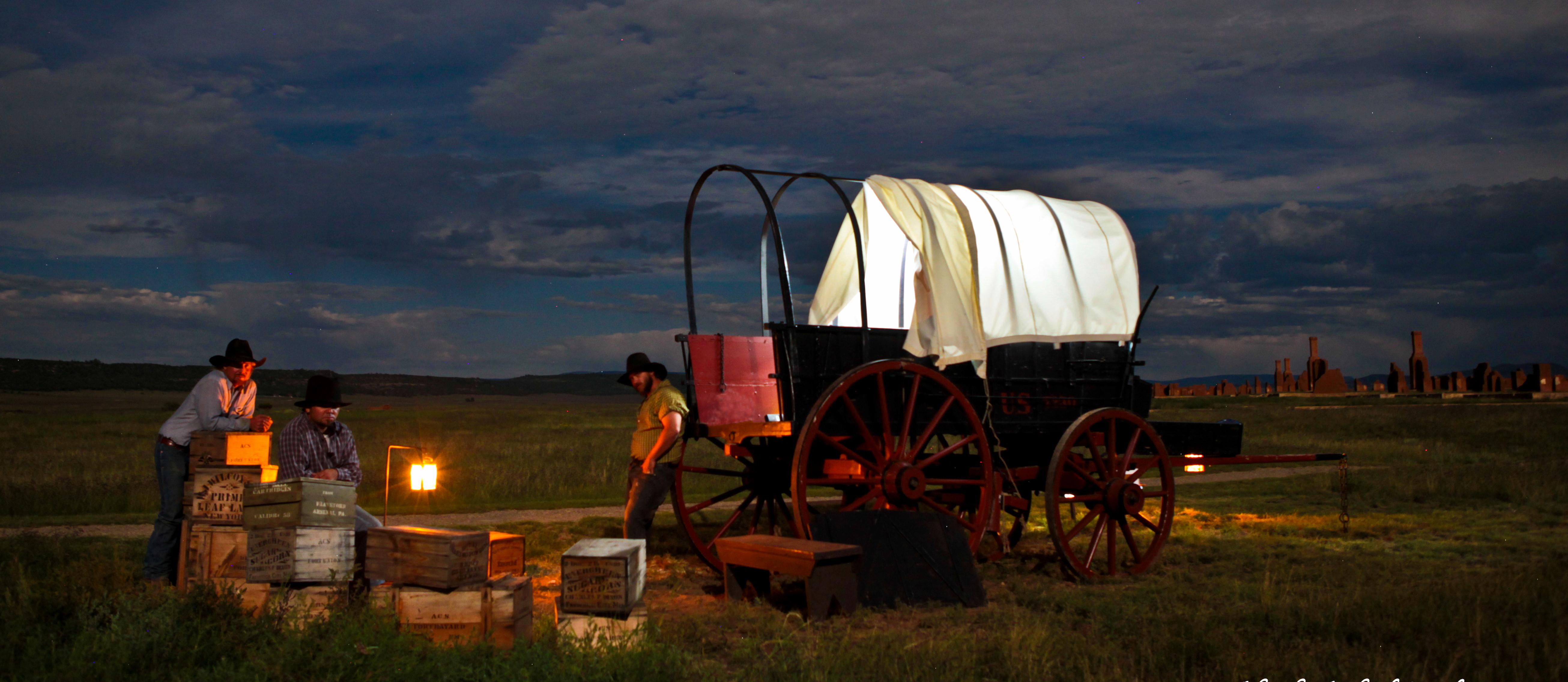Presenters alongside wagon during 2014 Candlelight Tours Presenters alongside wagon during 2014 Candlelight Tours