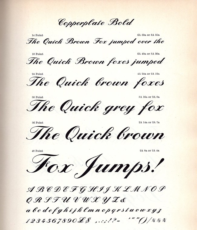 Page showing sample calligraphy handwriting.