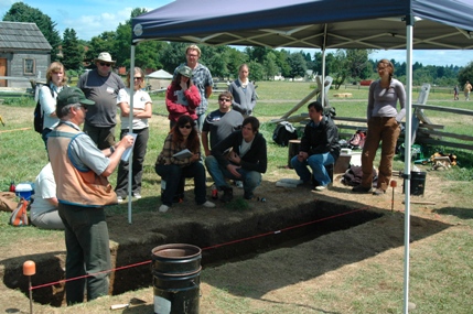 Archaeologist Dr. Doug Wilson teaches Public Archaeology Field School students Archaeologist Dr. Doug Wilson teaches Public Archaeology Field School students