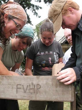 Screening for artifacts during the 2007 Public Archaeology Field School