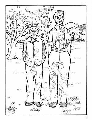 Thumbnail image of coloring page of two boys.