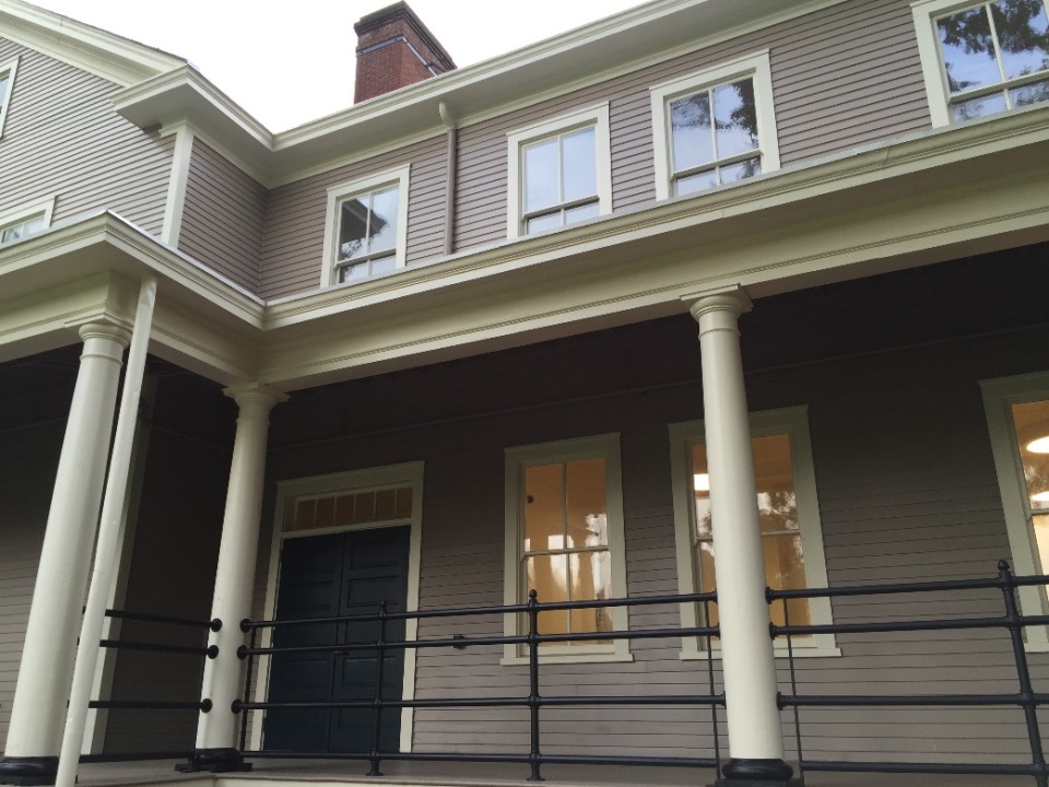 Photograph of barracks building porch