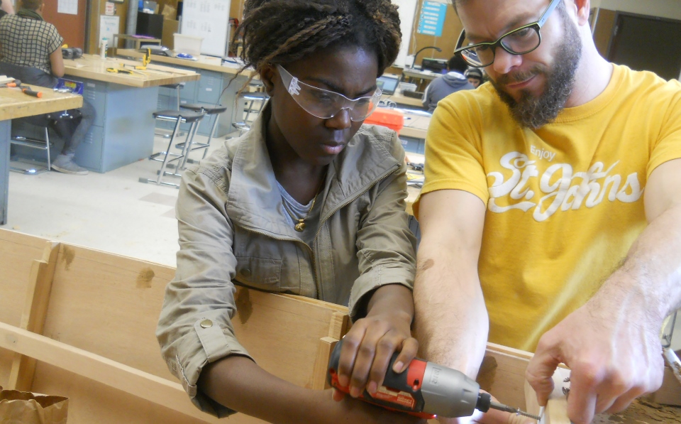 Photo of student and instructor at Wind and Oar Boat School