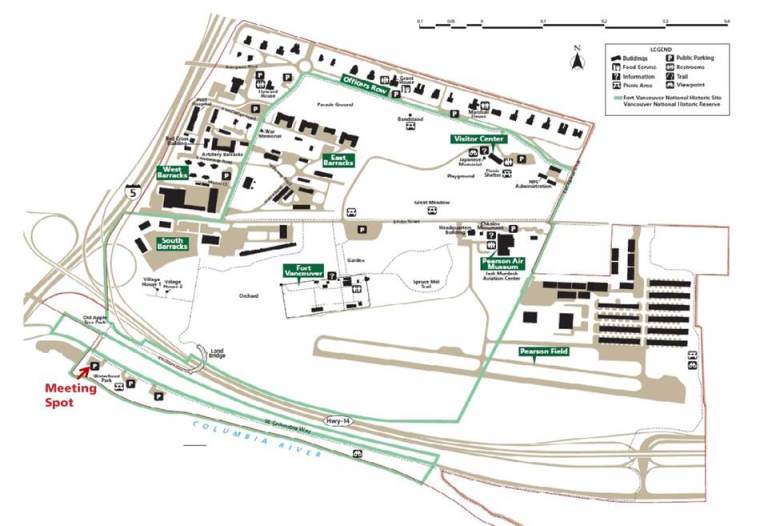 Map indicating the site of the beach cleanup meeting spot