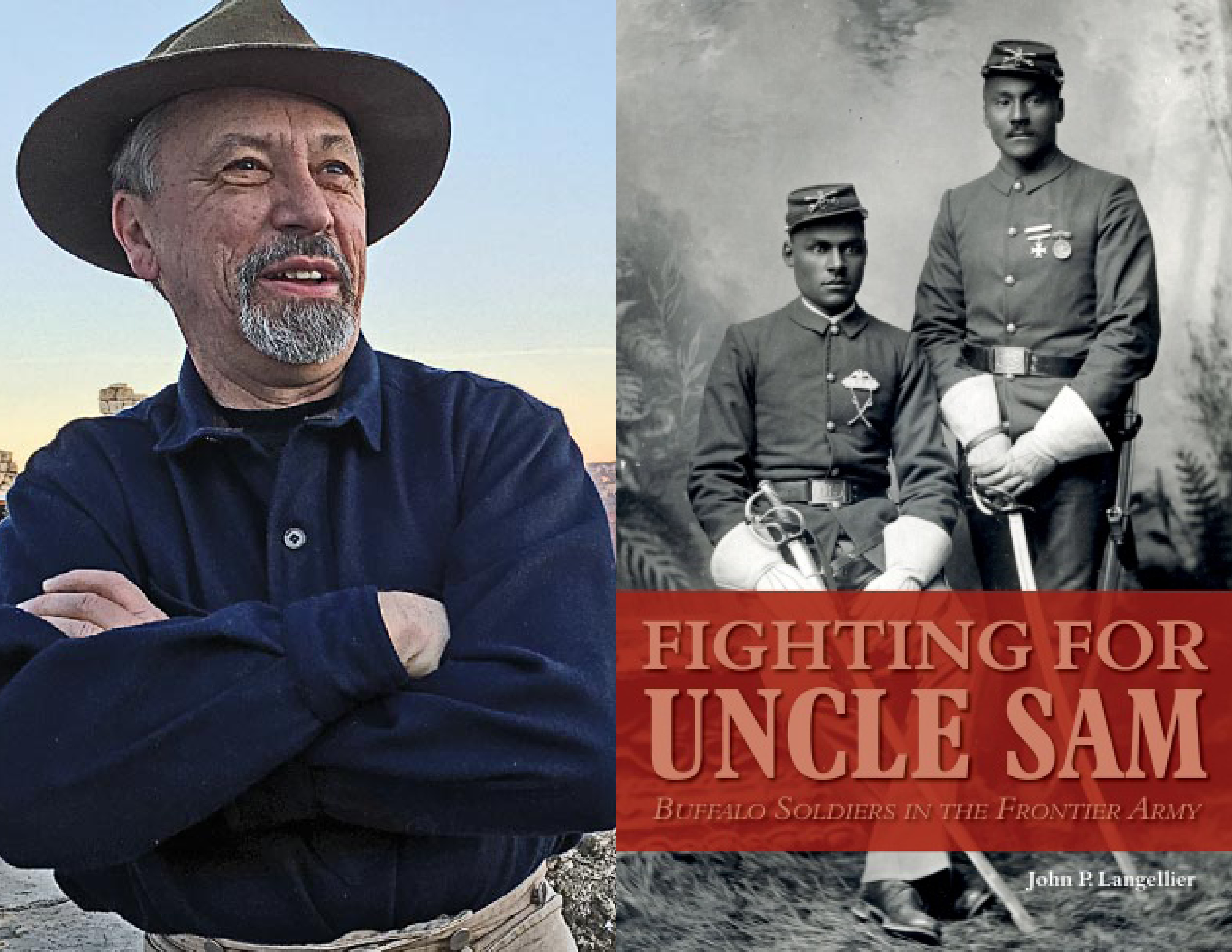 Portrait of author John P. Langellier and an image of the cover of his new book