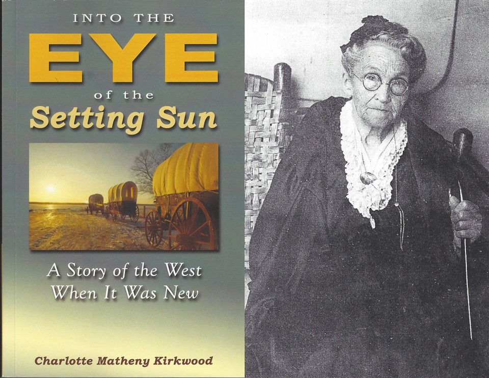 Into the Eye of the Setting Sun book cover and photograph of Charlotte Kirkwood