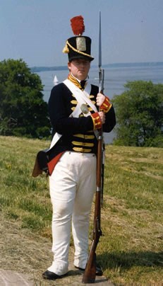 Photo of re-enactor in War of 1812 clothing Photo of re-enactor in War of 1812 clothing