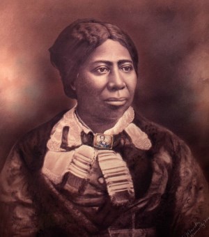 A charcoal portrait of Anna Douglass