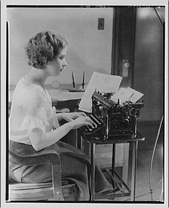 Stenographer at a typewriter