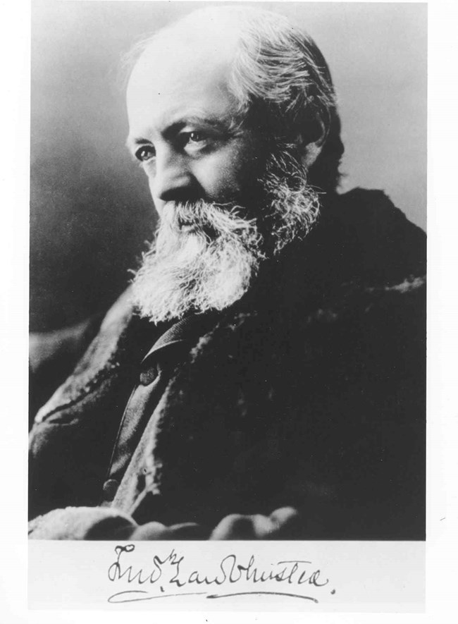 Elderly man with gray beard poses for picture but looks off from camera.