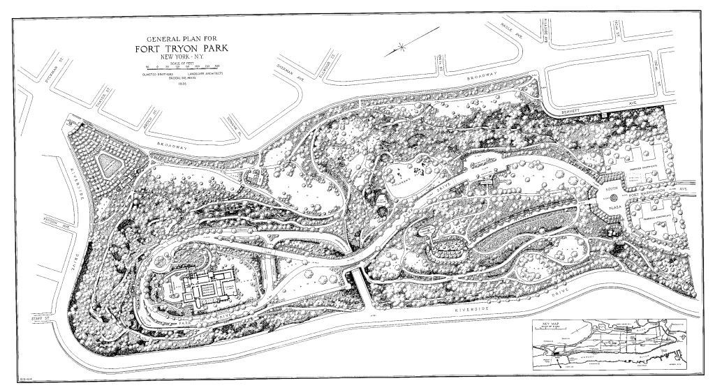 Fort Tryon Park Map Fort Tryon Park: General Plan - Frederick Law Olmsted National Historic  Site (U.s. National Park Service)