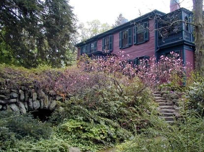 Looking up at the Olmsted house from the Hollow