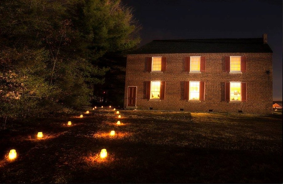 Salem Church illuminated by candles at night Salem Church illuminated by candles at night