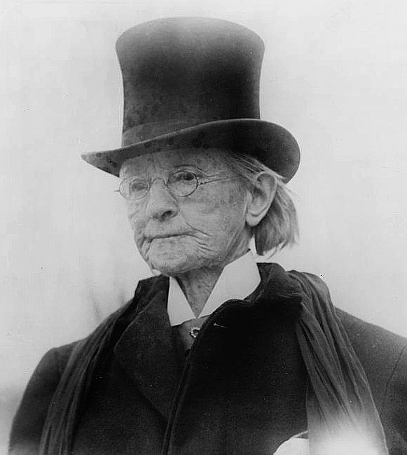 Mary Walker later in life, wearing a men's coat and top hat