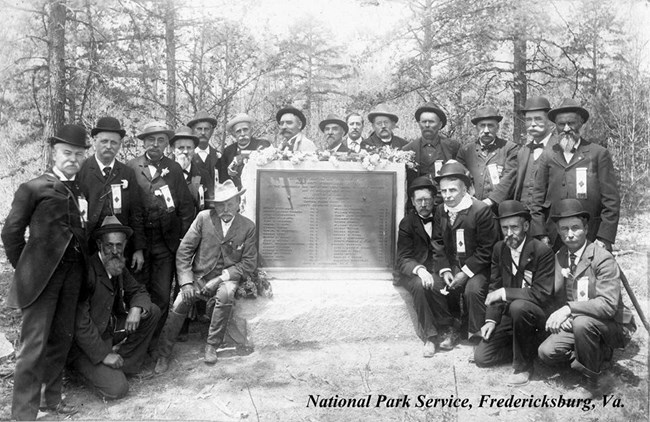 Group of aging veterans around a monument on the Chancellorsville Battlefield
Group of aging veterans around a monument on the Chancellorsville Battlefield