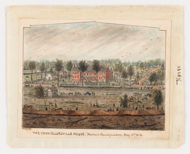 Color sketch of Chancellorsville house Color sketch of Chancellorsville house