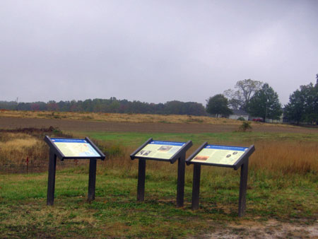 Interpretive signs on May 1 Battlefield